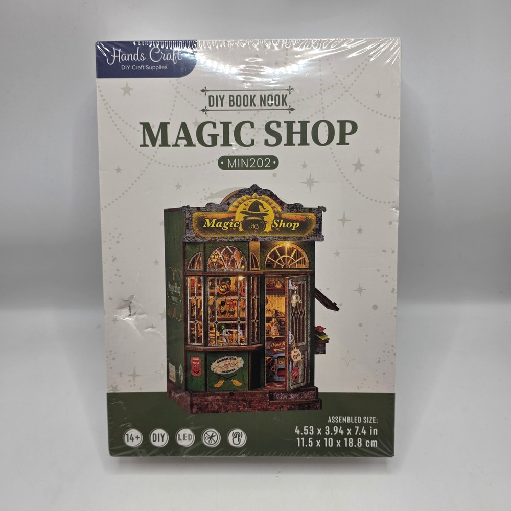 Hands Craft DIY Book Nook Magic Shop 3D Wooden Puzzle LED Kit MIN202 Shelf Decor
